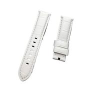 KCHSRKHXC 22 mm 24 mm 26 mm Marrón negro azul verde gris blanco blanca bambú de cuero Banda compatible con la banda de reloj de la correa hebilla (correa blanca, 22 mm sin hebilla)
