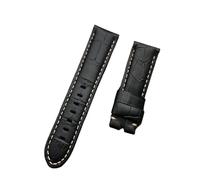 KCHSRKHXC 22 mm de 24 mm 26 mm Marrón negro azul verde gris blanco blanca bambú cuero Banda compatible con la banda de vigilancia de la correa (correa negra 3 correa, 24 mm sin hebilla)