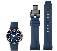 KCHSRKHXC 22 mm silicona reloj bandas para T120417 T120407 cuarzo Dial goma deporte hombres reloj correa impermeable (color: azul negro, tamaño: 22 mm), 22mm, Estándar, Estándar
