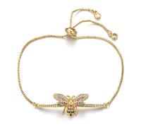 KCHSRKHXC Abalorio de cadena de eslabones de abeja de circonita cúbica de lujo para mujer