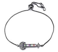 KCHSRKHXC Abalorio de pareja de guitarra de luna y estrella con circonita cúbica ajustable para mujer