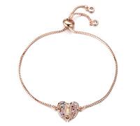 KCHSRKHXC Ala de ángel en blanco multicolor con circonita cúbica ajustable con cremallera para mujer