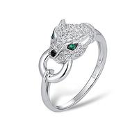 KCHSRKHXC Anillo para mujeres Pure Leopard Panther Ring Cúbico Zirconia Anillos Fiesta Fina Joyería