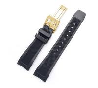 KCHSRKHXC Banda de reloj de goma suave de goma de silicona curva de extremo negro de 22 mm compatible con correa IW390209