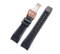 KCHSRKHXC Banda de reloj de goma suave de goma de silicona curva de extremo negro de 22 mm compatible con correa IW390209