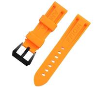 KCHSRKHXC Black Orange 22 24 26mm Rubber Watchband for Watch Strap Silicone Waterproof Tape Wrist Bracelet (Color : Orange Black Buckle, Size : 24mm)