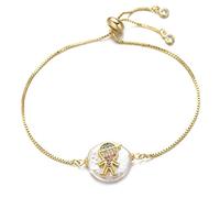 KCHSRKHXC Cadena de control deslizante familiar de niños y niñas conchas naturales de circonía cúbica Joya de moda para mujeres