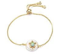 KCHSRKHXC Cadena de control deslizante familiar de niños y niñas conchas naturales de circonía cúbica Joya de moda para mujeres