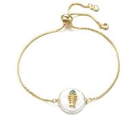 KCHSRKHXC Cadena de control deslizante familiar de niños y niñas conchas naturales de circonía cúbica Joya de moda para mujeres