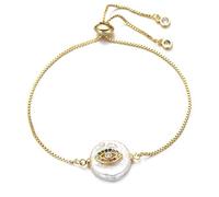 KCHSRKHXC Cadena de control deslizante familiar de niños y niñas conchas naturales de circonía cúbica Joya de moda para mujeres