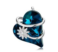 KCHSRKHXC Colgante de corazón Azul con Forma de Luna y Estrella de Plata para Mujer, joyería de Plata de Ley, Collar de Mariposa de Regalo