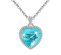 KCHSRKHXC Colgante en forma de corazón de 12 x 12 mm de turmalina de Paraiba para boda, compromiso, regalo de cumpleaños para mujer