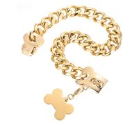 KCHSRKHXC Collar de mascotas de bricolaje decorativo con diseño de metal dorado colgante cómodo y elegante para todas las ocasiones accesorio para mascotas para perros ropa duradera y segura
