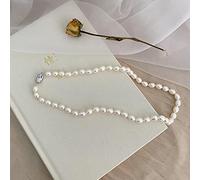 KCHSRKHXC Collar de Mujer de Agua Dulce Natural de 7-8mm, Plata auténtica, Hebilla de Plata de Ley, Perla Blanca en Forma de arroz, Regalo de joyería