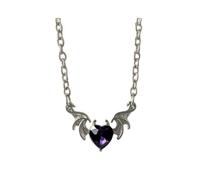 KCHSRKHXC Collar Ghic con colgante de corazón y ala de diablo, collares de amor, joyería de fiesta de aleación para mujeres y novias
