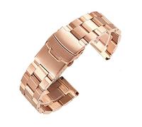 KCHSRKHXC Correa de reloj de acero inoxidable de metal mate de 18 mm/20 mm, 22 mm, 24 mm, doble hebilla, negro, oro rosa, plata, Black, Estándar, Estándar