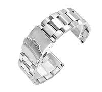 KCHSRKHXC Correa de reloj de acero inoxidable de metal mate de 18 mm/20 mm, 22 mm, 24 mm, doble hebilla, negro, oro rosa, plata, Black, Estándar, Estándar