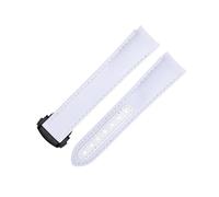 KCHSRKHXC Correa de reloj de extremo curvado de 20 mm para Omega para AT150 300 Planet Ocean De Ville, adecuada para Speedmaster New White High Density Nylon Cuero de vaca, 20mm, Estándar, Estándar