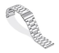 KCHSRKHXC Correa de reloj de metal de acero inoxidable de repuesto con hebilla doble a presión, bolsillo de tres cuentas, 20 mm, 22 mm, 20mm, Estándar, Estándar