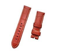 KCHSRKHXC Correa de reloj de piel de bambú de 22 mm, 24 mm, 26 mm, negro, marrón, azul, verde, gris, blanco, compatible con correa de reloj, hebilla de espiga (correa roja, 24 mm sin hebilla)