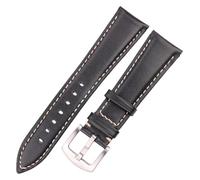 KCHSRKHXC Correa de reloj de repuesto de 18/19/20/21/22/24 mm, piel de vacuno encerada suave al aceite para relojes mecánicos (negro, 22 mm), 24mm, Estándar, Estándar