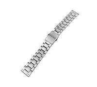 KCHSRKHXC Correa de repuesto de acero inoxidable de metal para reloj, correa de muñeca plana con hebilla plateada, pulsera de 12, 14, 16, 18, 20, 22 mm, SILVER, Estándar, Estándar