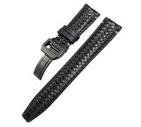 KCHSRKHXC Curved End Cowhide Woven Watchband 20mm 21mm 22mm Fit For Pilots Genuine Leather Watch Strap