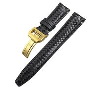 KCHSRKHXC Curved End Cowhide Woven Watchband 20mm 21mm 22mm Fit For Pilots Genuine Leather Watch Strap