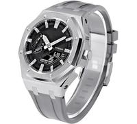 KCHSRKHXC Estuche de metal para reloj de 5ª generación + correa de goma para GM2100 Ga2100/GA2110 de acero inoxidable con bisel, correa de modificación, juego de accesorios de repuesto para reloj de