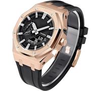 KCHSRKHXC Estuche de metal para reloj de 5ª generación + correa de goma para GM2100 Ga2100/GA2110 de acero inoxidable con bisel, correa de modificación, juego de accesorios de repuesto para reloj de
