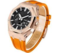 KCHSRKHXC Estuche de metal para reloj de 5ª generación + correa de goma para GM2100 Ga2100/GA2110 de acero inoxidable con bisel, correa de modificación, juego de accesorios de repuesto para reloj de