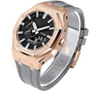 KCHSRKHXC Estuche de metal para reloj de 5ª generación + correa de goma para GM2100 Ga2100/GA2110 de acero inoxidable con bisel, correa de modificación, juego de accesorios de repuesto para reloj de