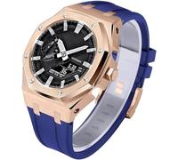KCHSRKHXC Estuche de metal para reloj de 5ª generación + correa de goma para GM2100 Ga2100/GA2110 de acero inoxidable con bisel, correa de modificación, juego de accesorios de repuesto para reloj de