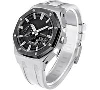 KCHSRKHXC Estuche de metal para reloj de 5ª generación + correa de goma para GM2100 Ga2100/GA2110 de acero inoxidable con bisel, correa de modificación, juego de accesorios de repuesto para reloj de