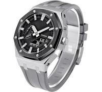 KCHSRKHXC Estuche de metal para reloj de 5ª generación + correa de goma para GM2100 Ga2100/GA2110 de acero inoxidable con bisel, correa de modificación, juego de accesorios de repuesto para reloj de