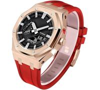 KCHSRKHXC Estuche de metal para reloj de 5ª generación + correa de goma para GM2100 Ga2100/GA2110 de acero inoxidable con bisel, correa de modificación, juego de accesorios de repuesto para reloj de