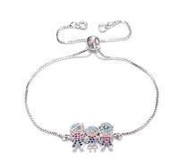 KCHSRKHXC Familia de circonía cúbica encanto color rosa cadena ajustable joyería para mujeres joyas