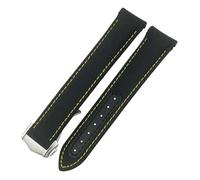 KCHSRKHXC Folding Buckle Nylon Leather Watchband 20mm for Omega AQUA TERRA 150 GMT Curved End Watch Strap