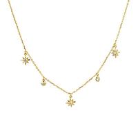 KCHSRKHXC Gargantilla de Plata de Ley y Oro con Forma de Estrella unida a circonita cúbica, Cadenas largas, Regalo de joyería de Boda para Mujer