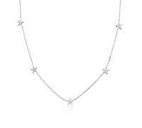 KCHSRKHXC Gargantilla de Plata de Ley y Oro con Forma de Estrella unida a circonita cúbica, Cadenas largas, Regalo de joyería de Boda para Mujer