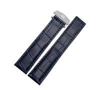 KCHSRKHXC Genuine Cowhide Watch Band for Carrera Lincoln 19mm 20mm 22mm Black Brown Folding Buckle Watch Strap Men (Color : Black-No Buckle, Size : 20mm)