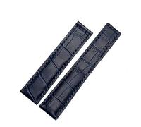 KCHSRKHXC Genuine Cowhide Watch Band for Carrera Lincoln 19mm 20mm 22mm Black Brown Folding Buckle Watch Strap Men (Color : Black-No Buckle, Size : 20mm)