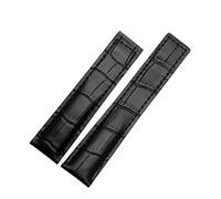 KCHSRKHXC Genuine Cowhide Watch Band for Carrera Lincoln 19mm 20mm 22mm Black Brown Folding Buckle Watch Strap Men (Color : Black-No Buckle, Size : 20mm)