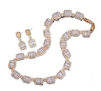 KCHSRKHXC Juego de collar de novia con circonita cúbica blanca para boda, mujer, fiesta de noche, accesorios, conjuntos de joyas