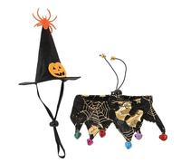 KCHSRKHXC Juego de vestuario de gato de Halloween divertidos con sombrero de bruja de collar ajustable diseño lindo lindo para perros para gatos para fiestas de halloween eventos de cosplay