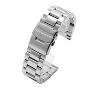 KCHSRKHXC Mira Correa de acero inoxidable sólido 22 mm de 24 mm 26 mm Pulsera de metal de liberación rápida Plata