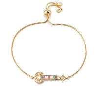 KCHSRKHXC Moda de la luna y guitarra de la estrella de moda encanto cúbico Zirconia Damas Joyas de boda ajustables