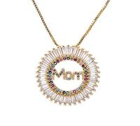KCHSRKHXC Mom Family Jewelry Mother Round Cubic Zirconia Chain Collar colgante de lujo