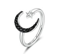 KCHSRKHXC Mysterious Star & Moon Finger Rings For Women Adjustable Size Fine Jewelry