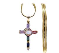 KCHSRKHXC necklace 2025 Vintage Zircon Jesus Cross Religious Amulet Women Steel Clavicle Snake Chain necklace Necklace Jewelry With For You Accessories Creative Gift, Free size,